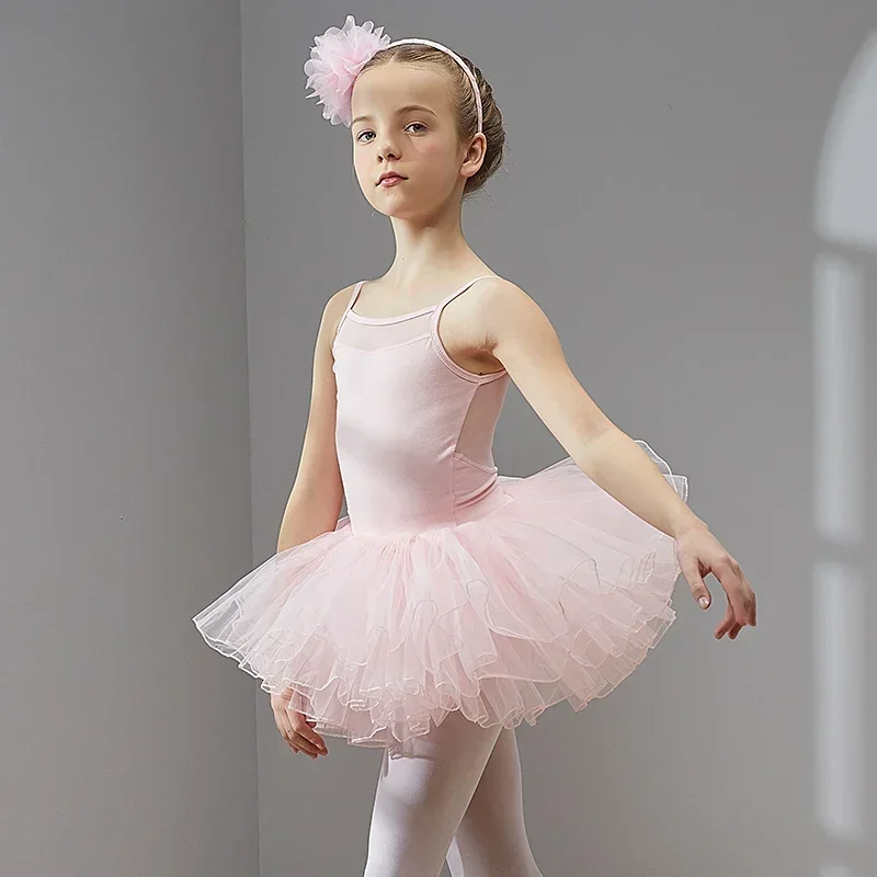 Ballettkleid für Mädchen, ärmellose Ballett-Tanzbekleidung, Ballett-Trikot für Kleinkinder, Tanzkleid, Tutu-Kleid, Kinder-Tanzröcke mit Tüll