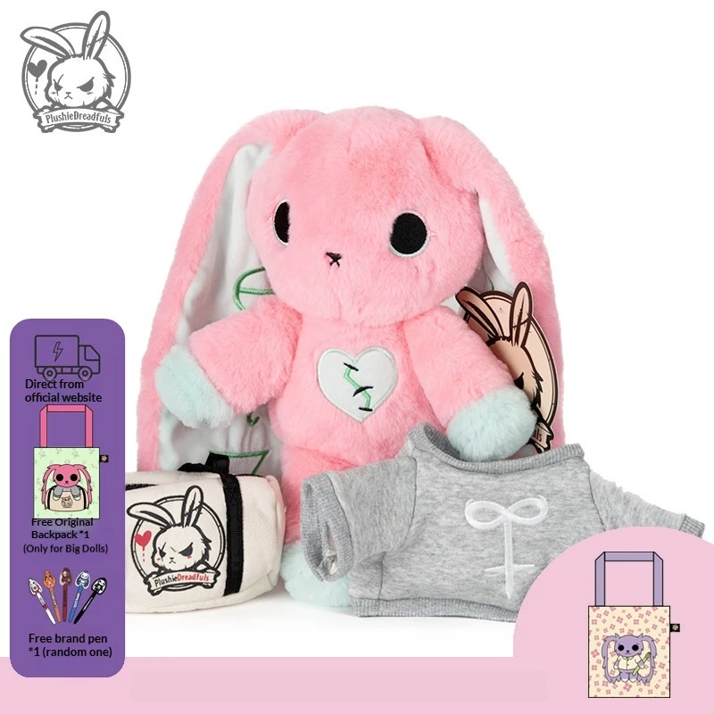 Plushiedreadfuls Popular Plush Bunny Long Eared Pink Stuffed Animal Trust Issues Stress Relief Comfort Companion Plush Toy Gift