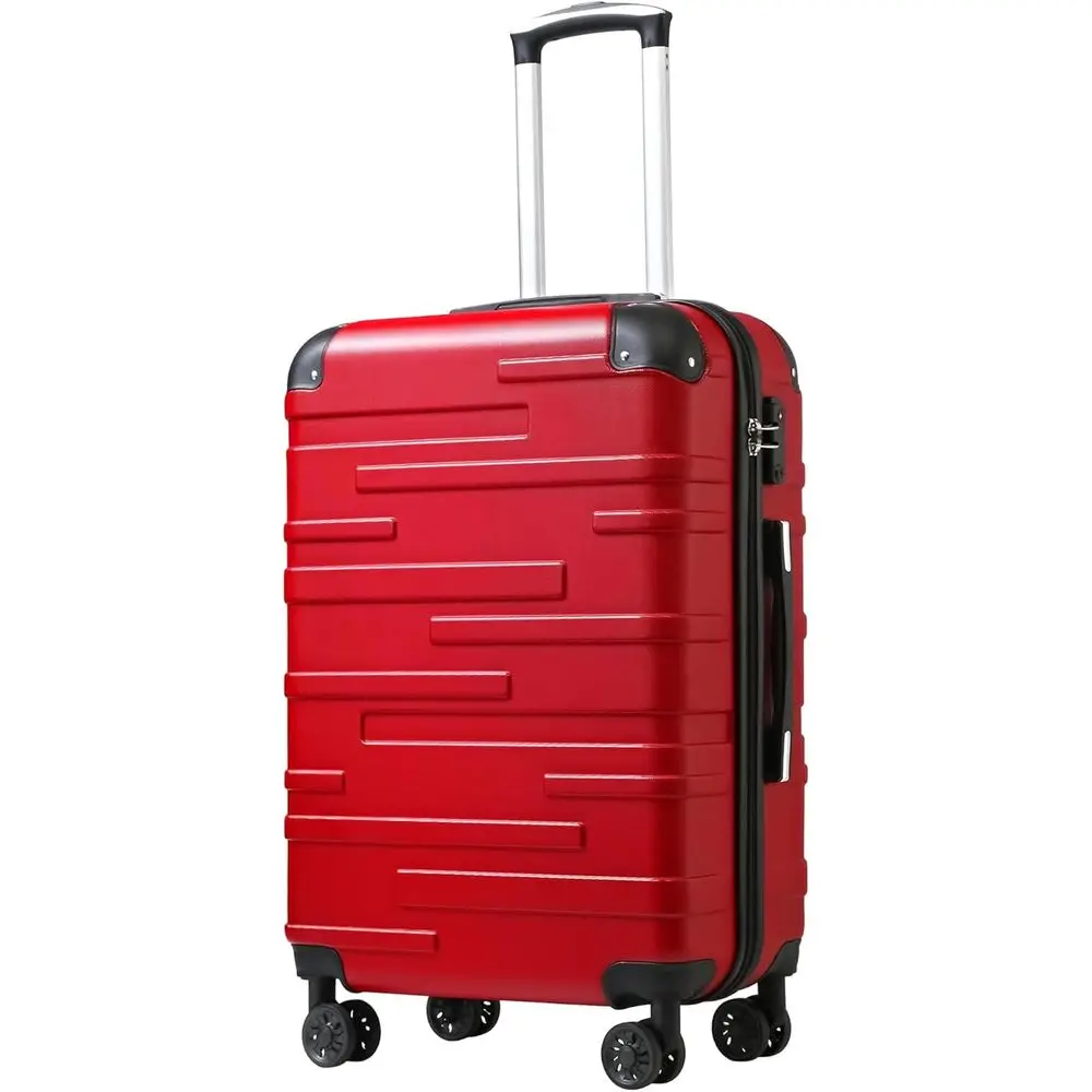 

TSA Lock, Spinner Wheels, Lightweight Hardside Suitcase with Handle, Red, Medium Size (24in)
