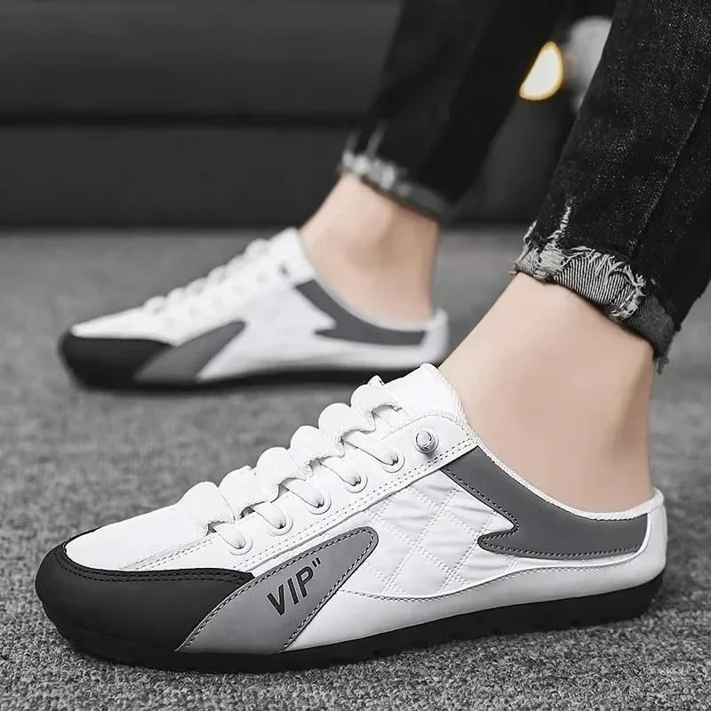 Summer Men Slippers Flat Casual Shoes Trendy Half Slippers Soft Sole Support Shoes Breathable Slip on Sneakers Zapatos De Hombre