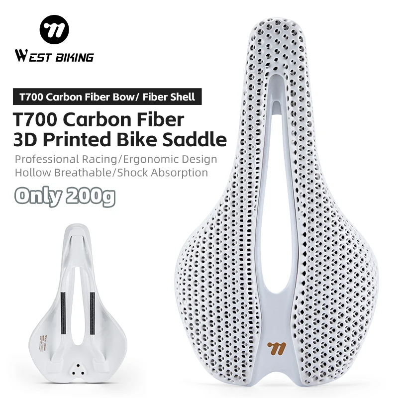 

Углеродное велосипедное седло с 3D принтом, 200 г, сверхлегкое дорожное MTB гравийное гоночное сиденье 245x145 мм, эргономичное велосипедное седло