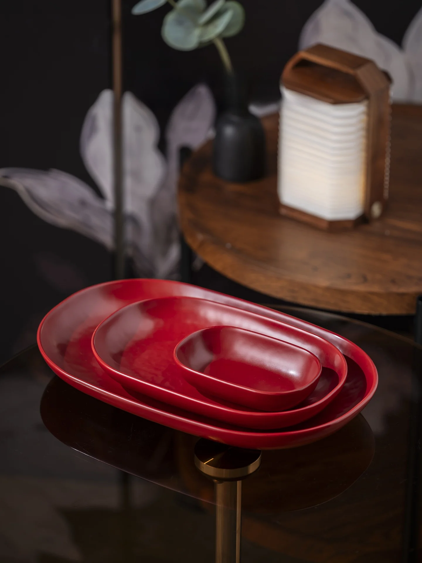 

Классическая красная овальная тарелка Ele Premium Quality в китайском стиле для домашнего использования, подходит для микроволновой печи и посудомоечной машины