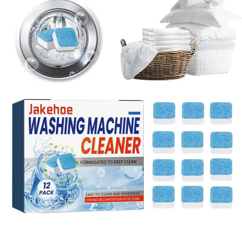 Cleaner Pads For Washing Machine 12pcs Mild And Fast-Acting Tablets For Washer Cleaning Washer Maintenance Products For Top