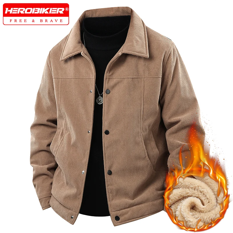 

Мотоциклетная куртка с флисом и утолщенной вельветовой курткой, мужская рабочая одежда из овечьей кожи, куртка-мультисумка на осень и зиму