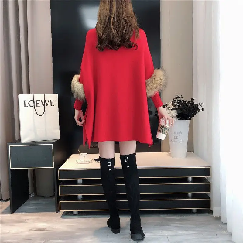 Bat Shirt Half High Collar Pullover Sweater Knitwear Spring, Autumn and Winter Loose Oversized Pullover Cape Pullover Sweater