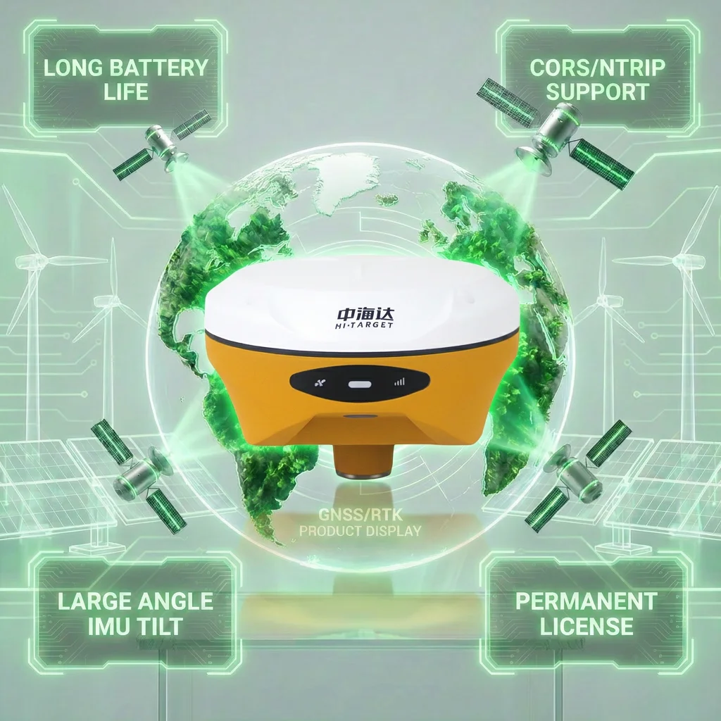 Hi‑Target V500 GNSS RTK Receiver IMU Tilt AR Visual Stakeout iHand55 Handheld Permanent License for Engineering Land Survey