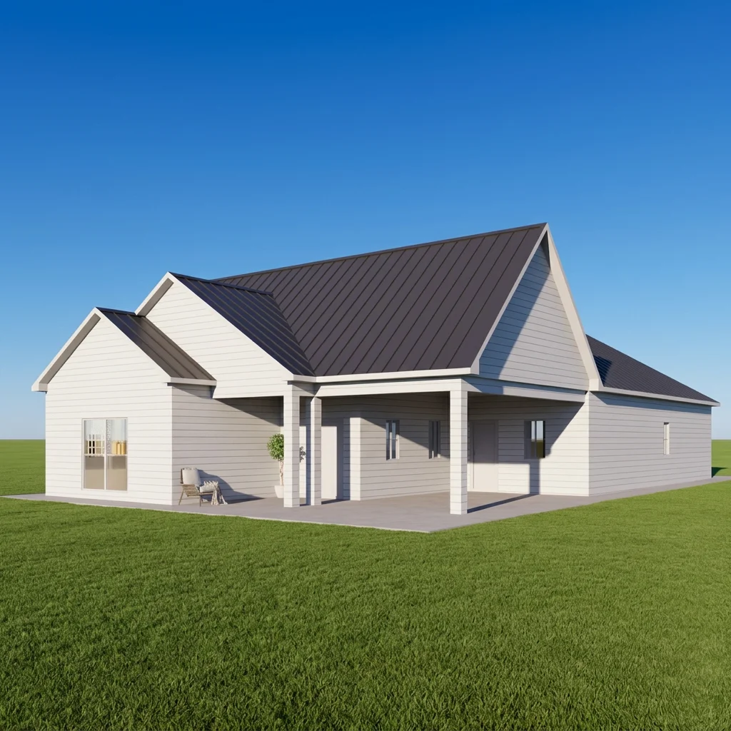 3 Bedrooms Prefabricated Galvanized Light Gauge Steel Frame Single Family House with Modern Modular Prefab Home Design