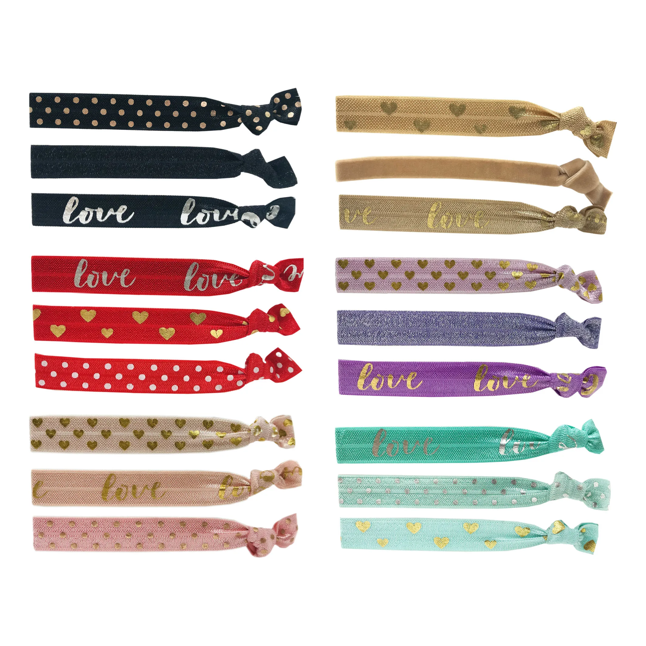 

5/20 Packs 3 Hair Ties Bracelet LOVE Heart Polka Dot Elastic Hair Band With Tassel Pandents Jewelry Wristband Ponytail Holder