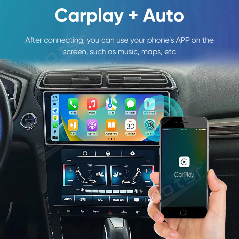 10.33''+9'' Navigasi 8 inti Carplay Untuk Ford Mondeo 2014-2019 Pemutar Multimedia Android13 Auto GPS Navi Nirkabel Head