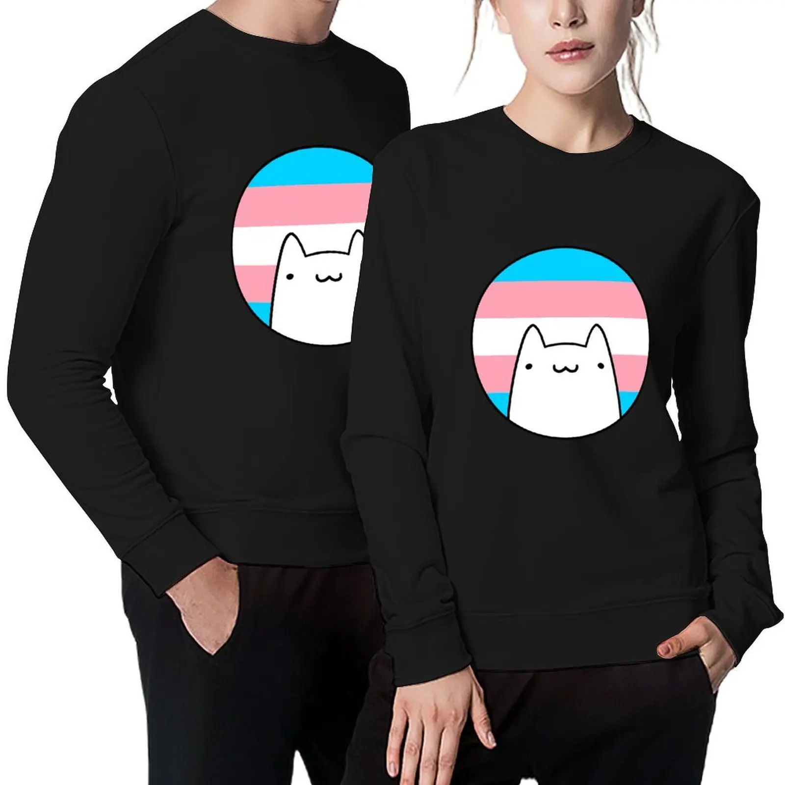

Trans cat Pullover aesthetic clothing blouse autumn clothes tracksuit men oversize sweatshirt
