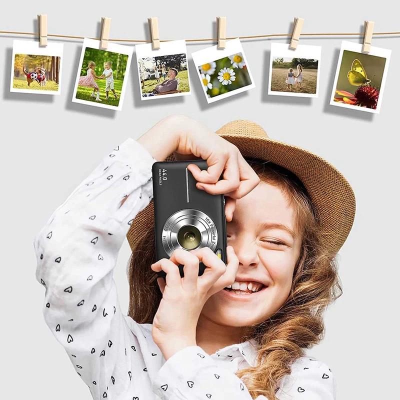 1 Set 2.4 Inch LCD Screen 16X Digital Zoom Plastic With USB Charging Cable 44MP Compact Camera