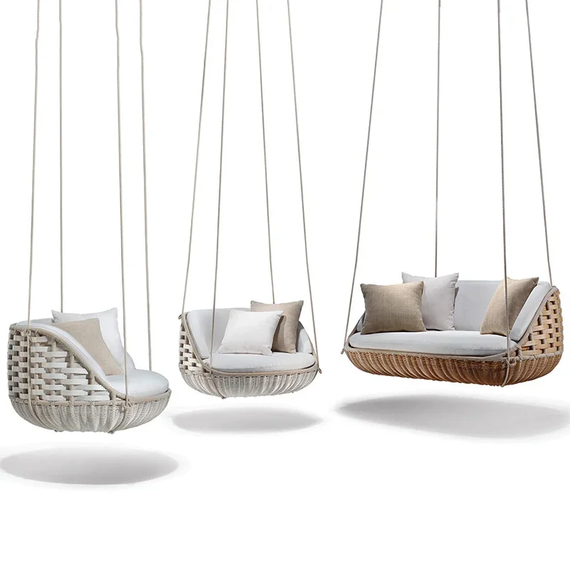 Outdoor hanging basket swing Rattan garden patio balcony double rocking chair Rattan chair hammock