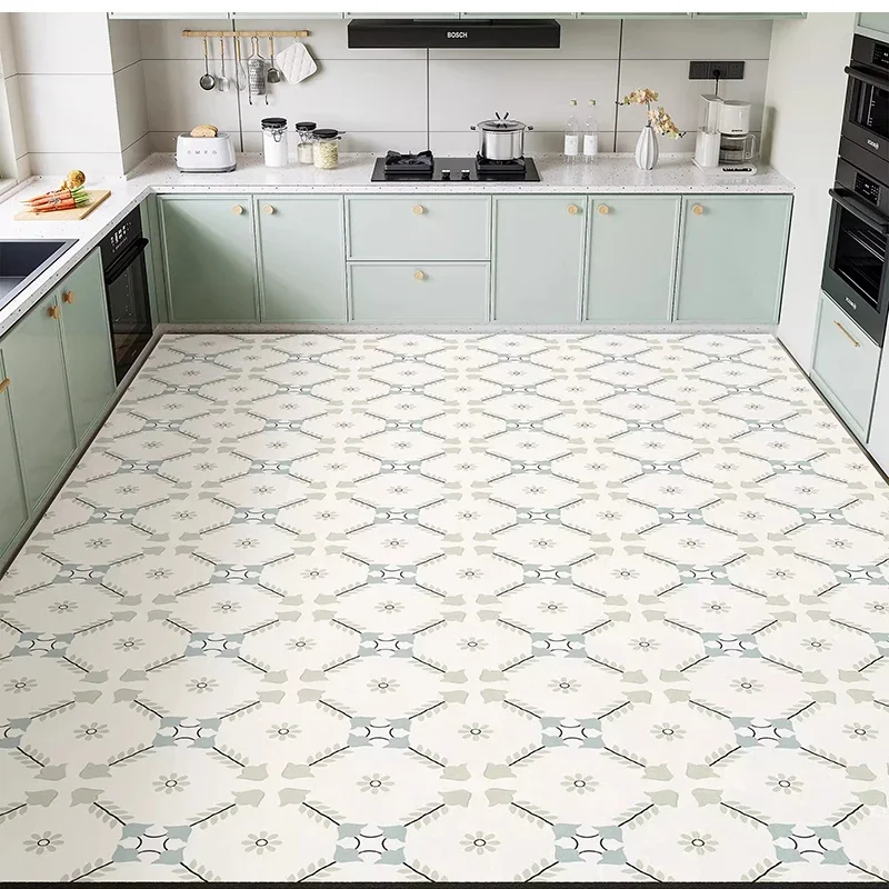 Kitchen Carpet Pvc Leather Waterproof Rug Fully Paved Large Size Carpets Non-slip Anti-oil Floor Mat Modern Home Decoration Rugs