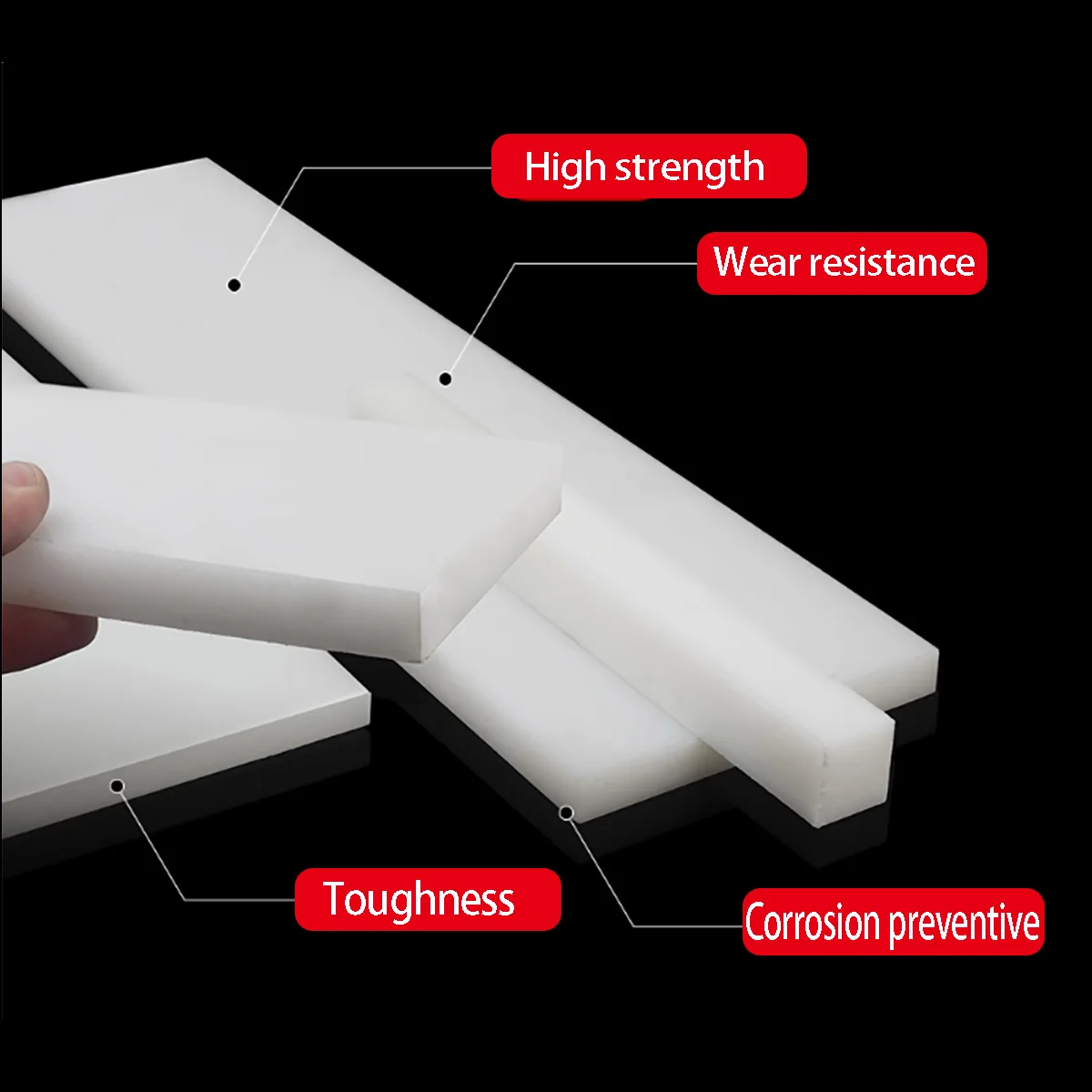 Nylon Board Wear-Resistant PA66 Nylon Long Strip Block Processing Zero Cutting Thickness=3/5/8/10/15/20-80mm