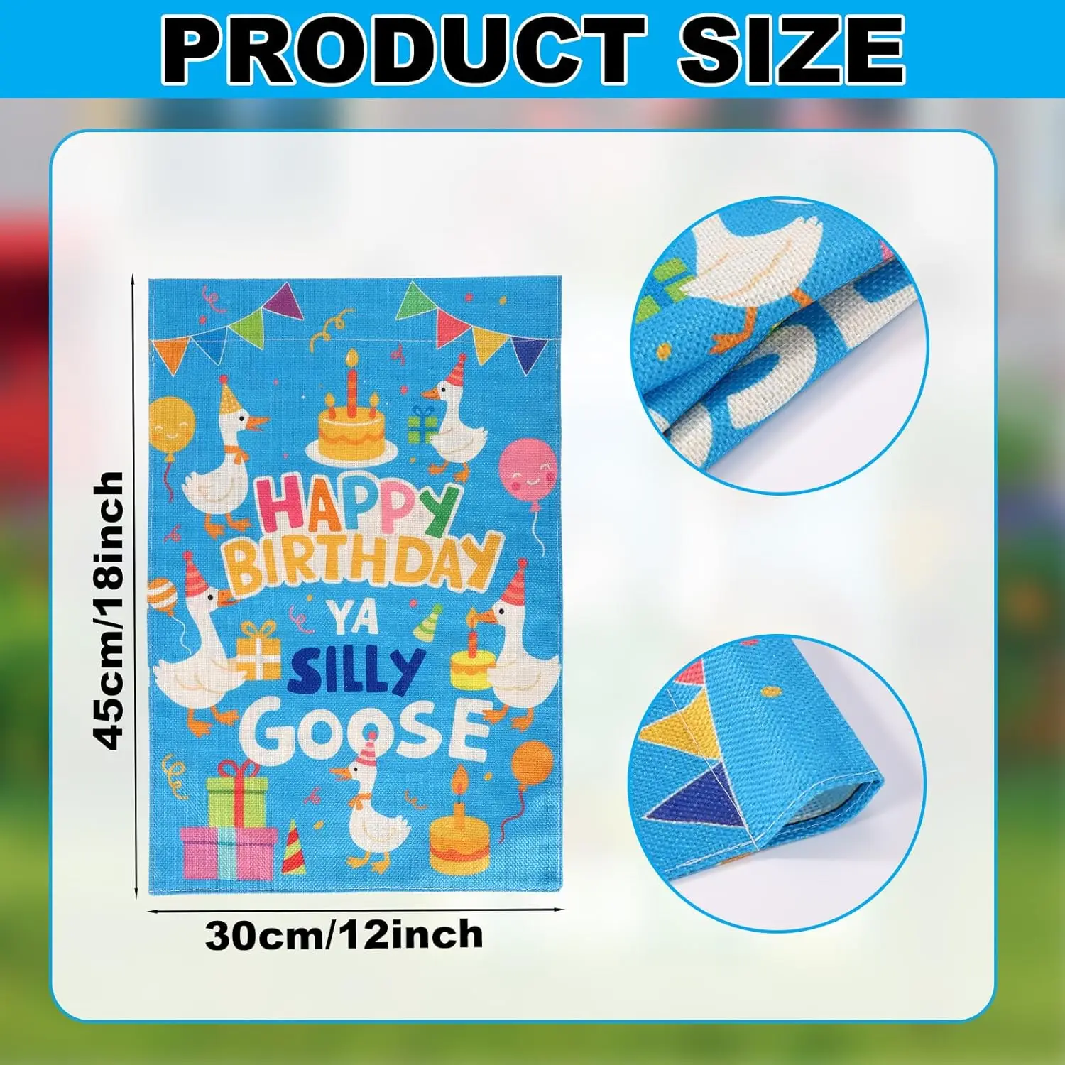 Silly Goose Birthday Garden Flag, 18x12in Funny Birthday Garden Flag Linen Colorful Silly Goose Party Decorations Supplies f SSL