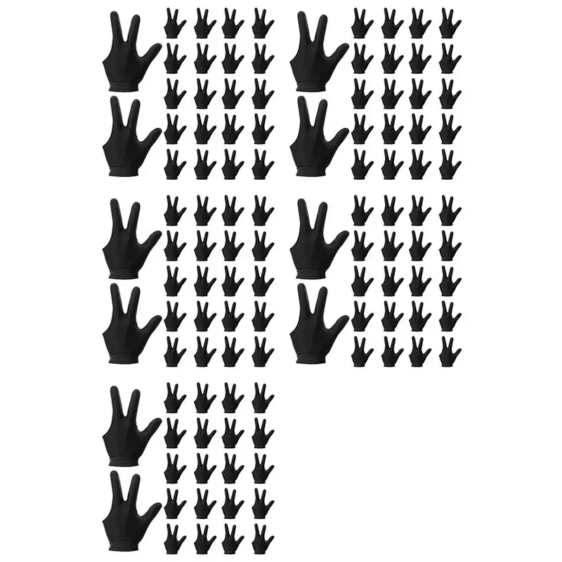 

【БОЛЬШАЯ РАСПРОДАЖА】110 шт. бильярдных перчаток с тремя пальцами, перчатки для игры в бильярд, спортивные перчатки для женщин и мужчин, для левой и правой руки, черные