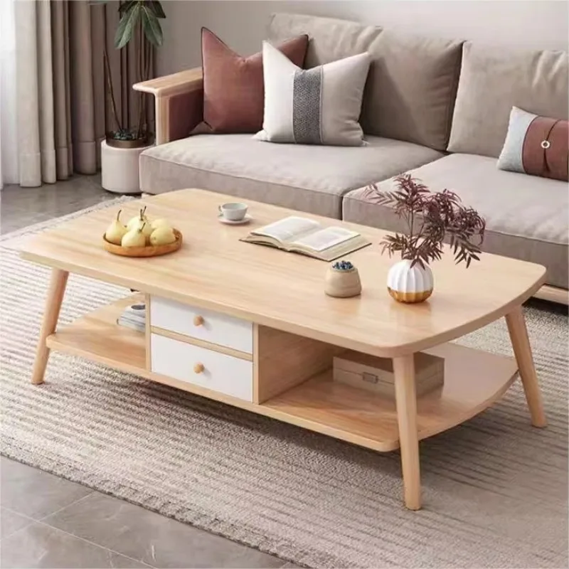 

Modern Double Layered Solid Wood Coffee Table