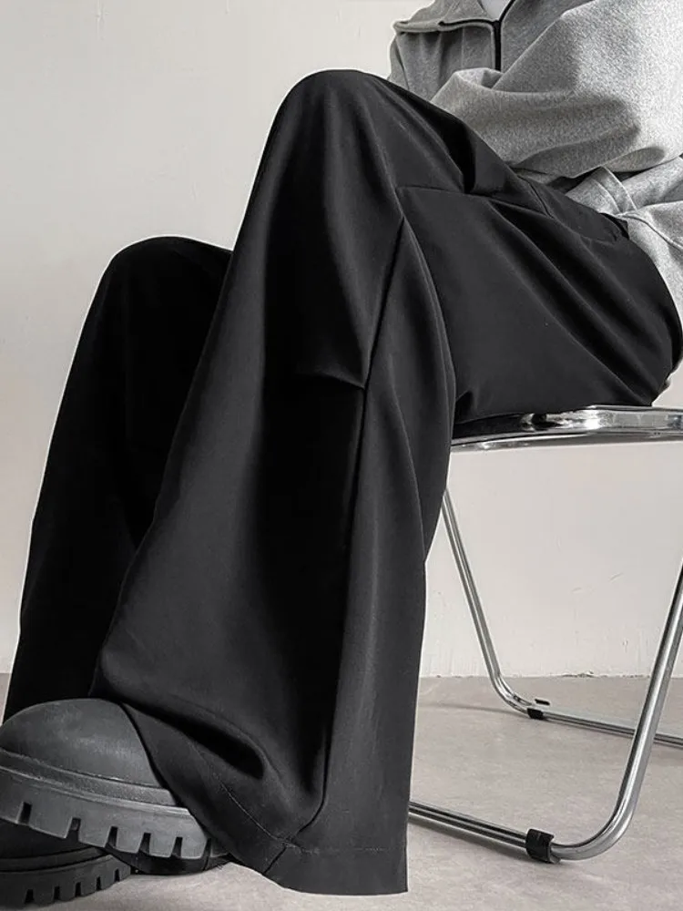 

Retro American Work Pants Men's Spring Autumn Folded Design Sense Straight Leg Wide Leg Pants Slimming Casual Pants