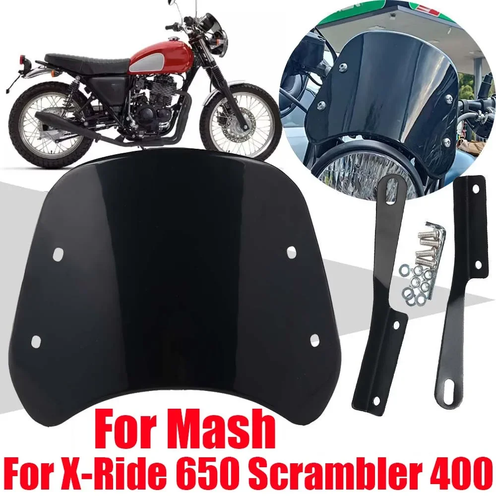 For MASH 400 Scrambler X-Ride 650 Classic Trail Accessories Retro Windscreen Windshield Wind Screen Deflector Cover Guard Parts