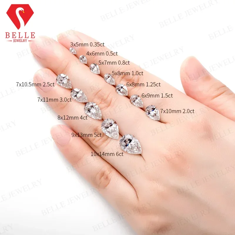 

Moissanite StoneNew Promotion Hot Sale 6D Super White All Sizes Brilliant Pear Cut Moissanite VVS1 GRA Certificated Diamond Bead