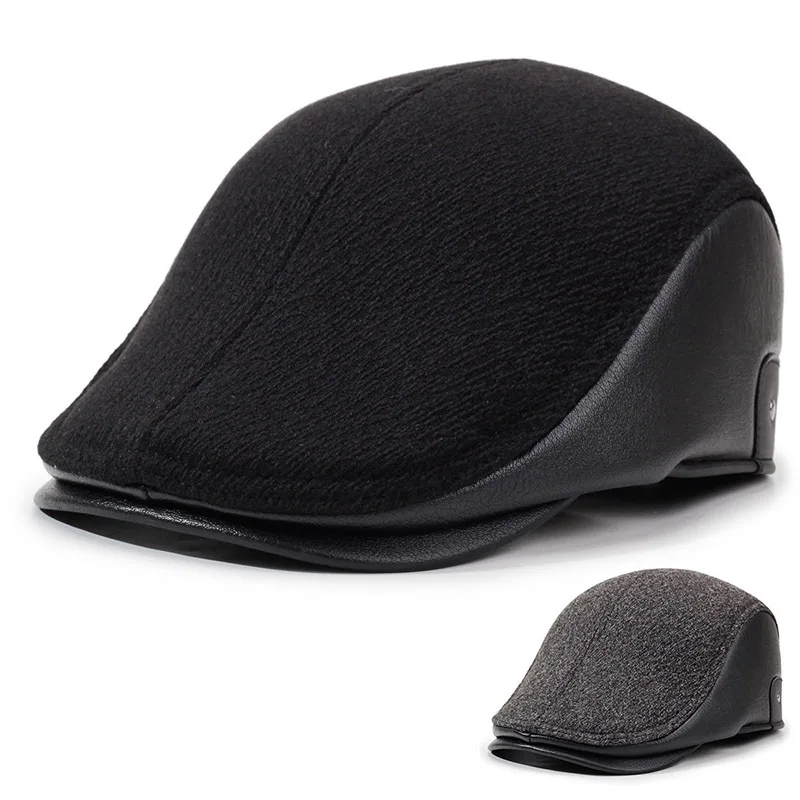 Middle-aged  Elderly Hats Men's Autumn and Winter Cap Forward Hat Fleece Cotton Hat Outdoor Warm Ear Protector The Elderly Hat