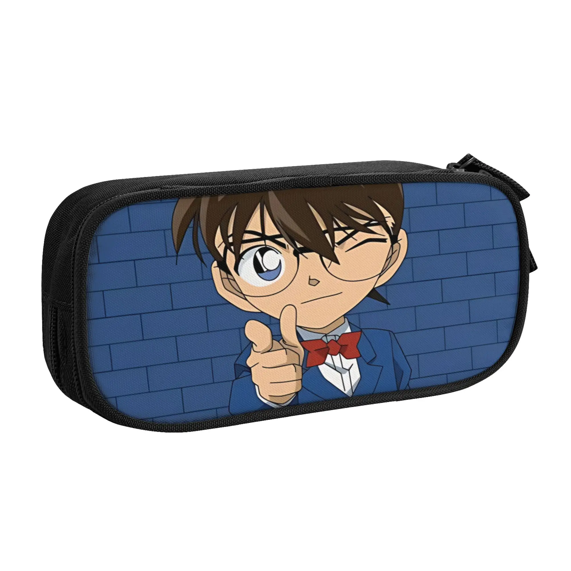 1 Piece Blue Pencil Case for Students Gifts Pen Box Pencil Bag Detective Conan Stationery Supplies Pen Holder Bag