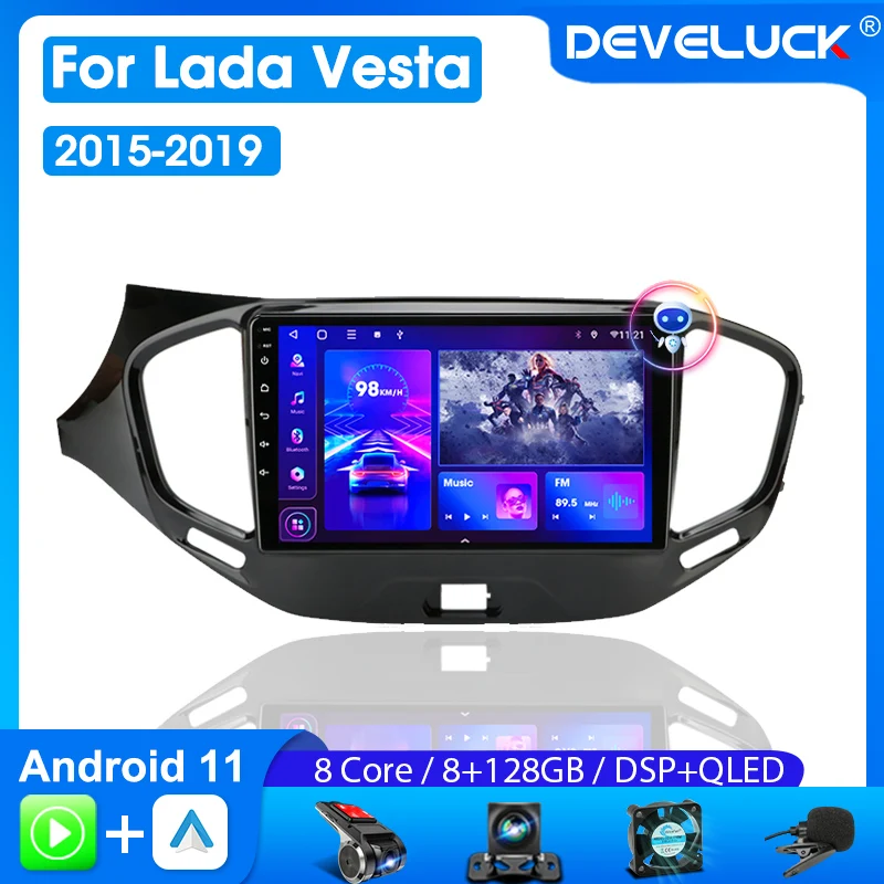 Develuck Android Car Radio for LADA Vesta Cross Sport 2015 - 2019 Multimedia Player Navigation GPS 2 Din Carplay Auto Stereo DVD