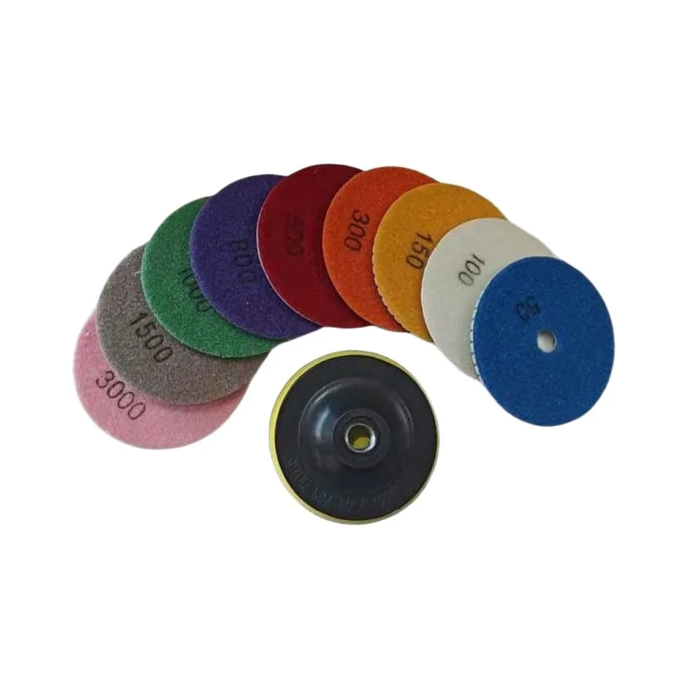 Polishing Pads for Granite Stone Restoration 4 Inch Wet Type with Grits 50 100 200 400 800 1500 3000 6000 10000 Set