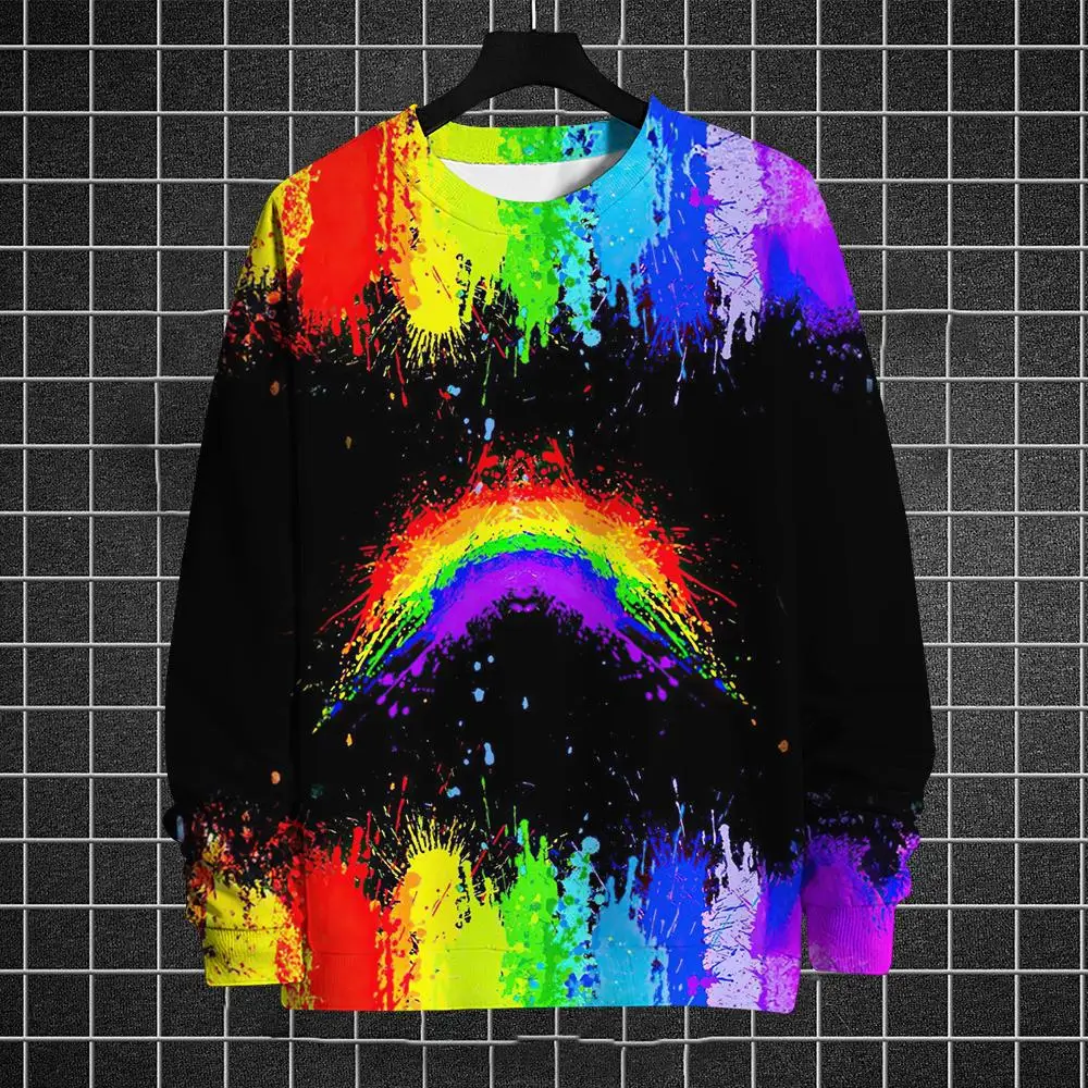 

New Men's Hoodies 3D Printed Color Pattern Sweaters Sports Fashion Daily Leisure Autumn and Winter Warm Men's Hoodies