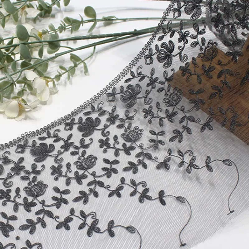 27Yards Fashion Dark Grey Embroidered Lace Trim For Clothing Accessories Dress Sewing Applique Costume Lace Fabrics Wedding