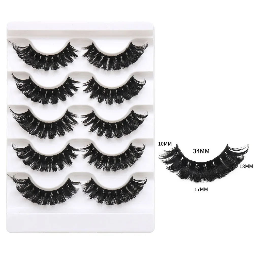 

5Pairs Lashes Extension Whole Cluster Eyelashes Dense Long Lasting Fluffy False Eyelashes Reusable Makeup D Curled Eyelashes