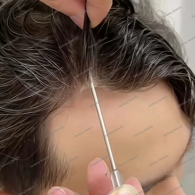 

Супер ультратонкий парик из искусственной кожи 0,02 мм для мужчин # 1B # 1B40 # 1B50 Темно-черный серый мужской парик из натуральных волос, замена парика