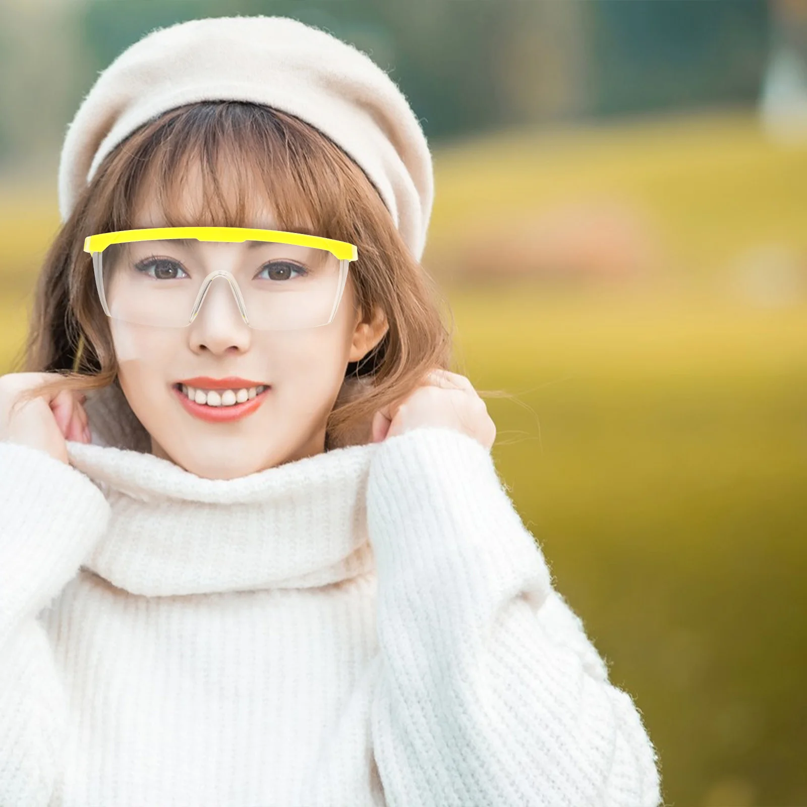 

12 шт. защитные очки, практичные пыленепроницаемые ветрозащитные очки для спорта на открытом воздухе, желтая оправа, белые линзы, защитные очки для глаз