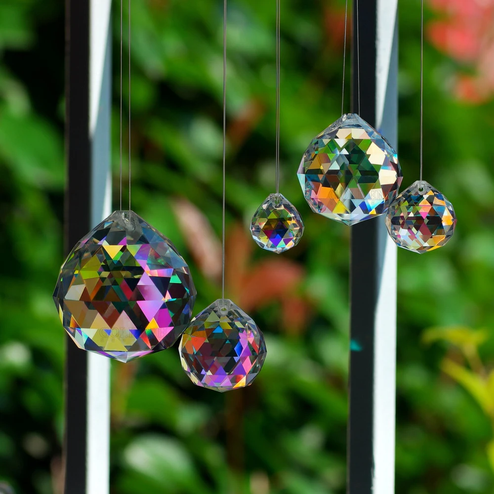 Camal 1PCS K9 Crystal Ball Pendants 15/20/25/30/40mm ABcolor Prisms Rainbow Sun Catcher Chandelier Lamp Curtain Hanging Ornament