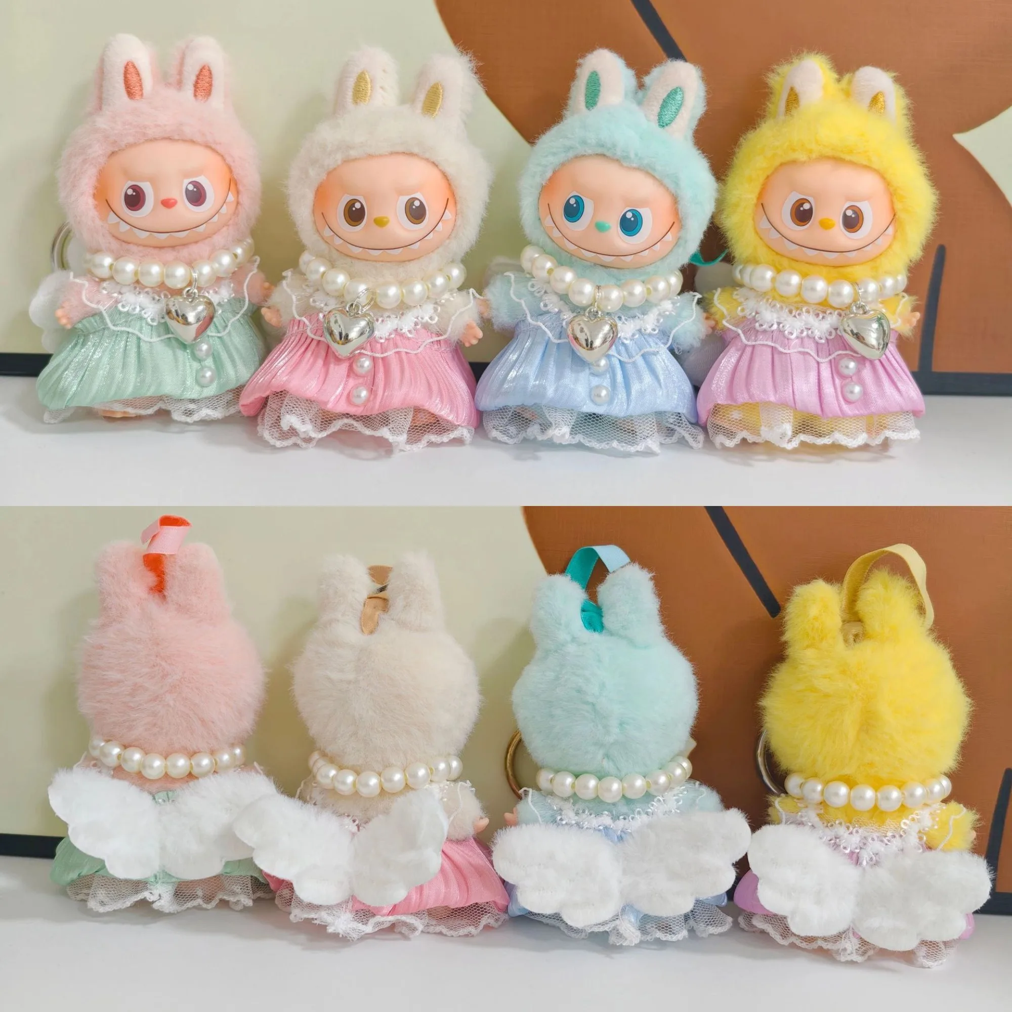 

For 10cm 4th Gen Mini Labubu Heart Code Angelic Pleated Skirt 10cm Mini Labubu 4.0 Doll Clothes