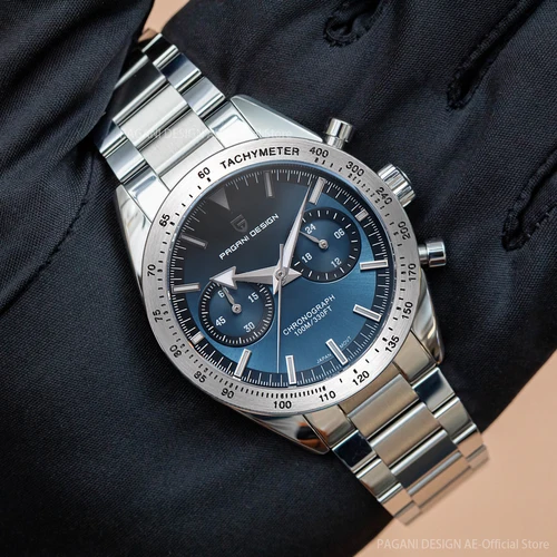 Imagen 2 del producto PAGANI DESIGN-relojes Retro de flecha ancha para hombre, reloj de cuarzo de lujo, cronógrafo deportivo de velocidad VK64 Movt AR, cristal de zafiro, novedad de 2025