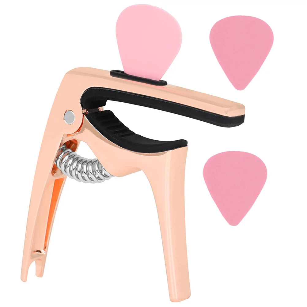 

3pcs Guitar Capo Picks Rose Gold Clamp for Acoustic Electric Classical Guitar Ukulele Accessories Men Soft Padding Lightweight
