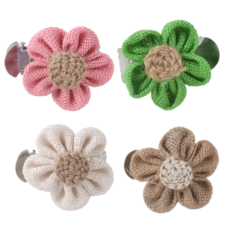 2 Stück Baumwolle Leinen Floral Fenster Vorhang Clip Metall Klammern Schnallen Blumen Design Gardinen Raffhalter Home Dekoration – Detail 1
