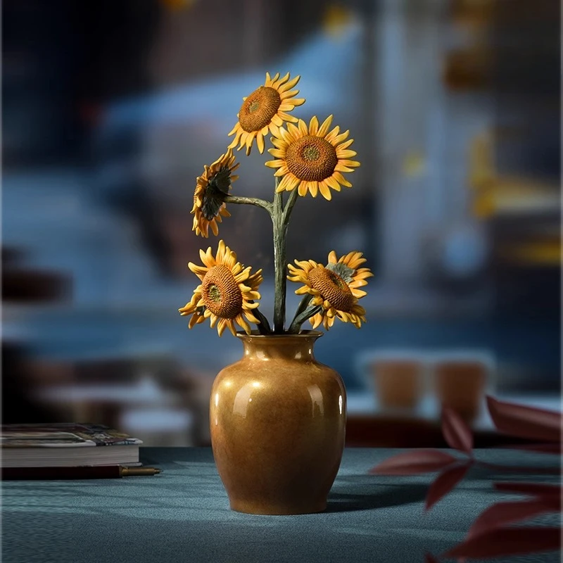 Sunflower Copper Ornament Blooming Towards The Sun Desktop Decor For Living Room Inspiring Gift