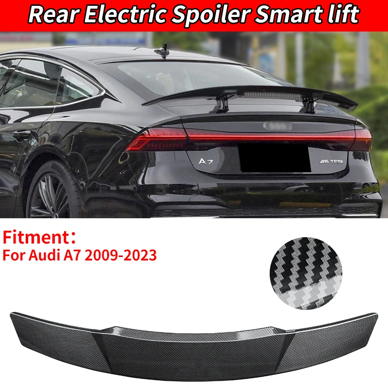 

Car Lift Rear Spoiler Wing Trunk Tail For Audi A7 2009-2023 2017 Remote Control Modification Exterior Accessories Carbon Fiber