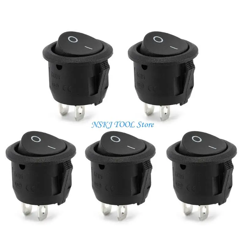 L8RC 5Pcs Marine Boats Rocker Switches 2 Pin Toggle Switches 250V 6A 125V 10A Round Rocker Switches for Marine Boats Enduring