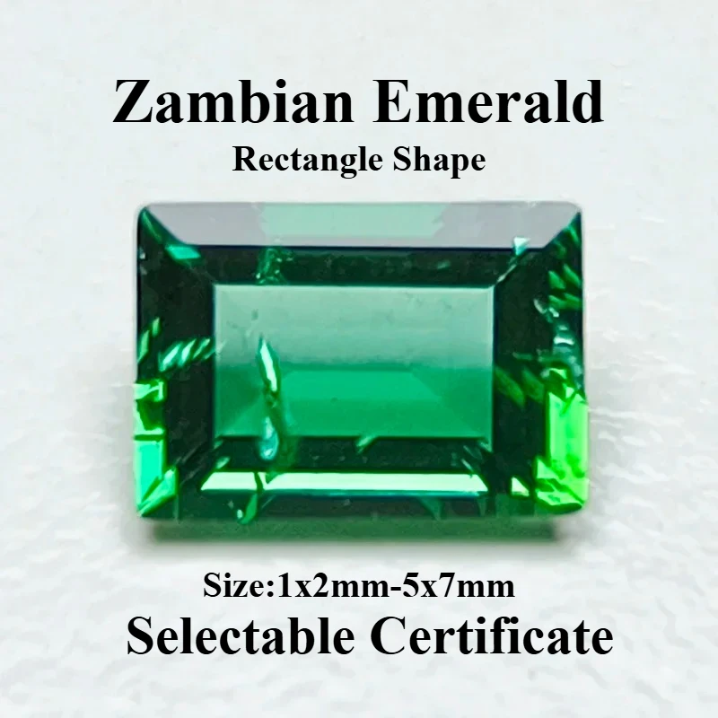 Im Labor gezüchtete Zambian Hydrothermal Handschneide Smaragde, rechteckige Form mit Risse-Einschlüssen im Inneren wählbares Zertifikat – Detail 1