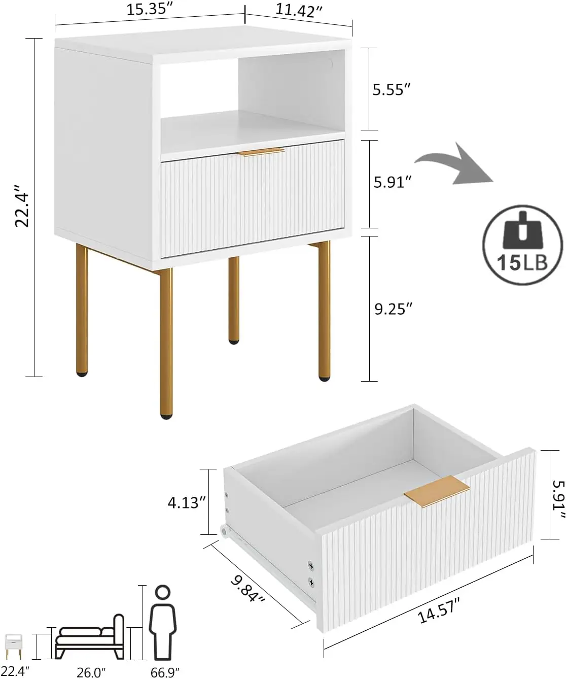 Mid-Century Gold Nightstand 2