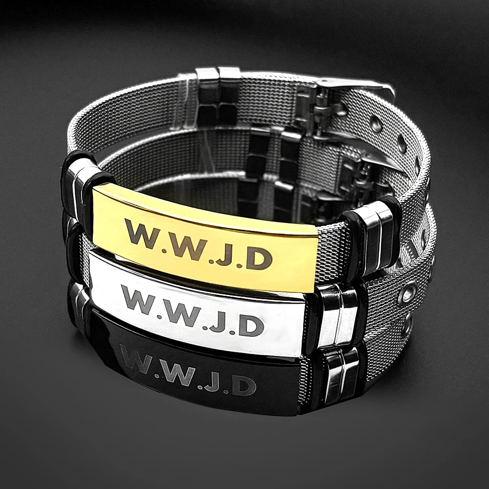 WWJD Bracelet What Would Jesus Do Christian Faith Jewelry Adjustable Stainless Steel Religious Church Services Daily Wear Gift