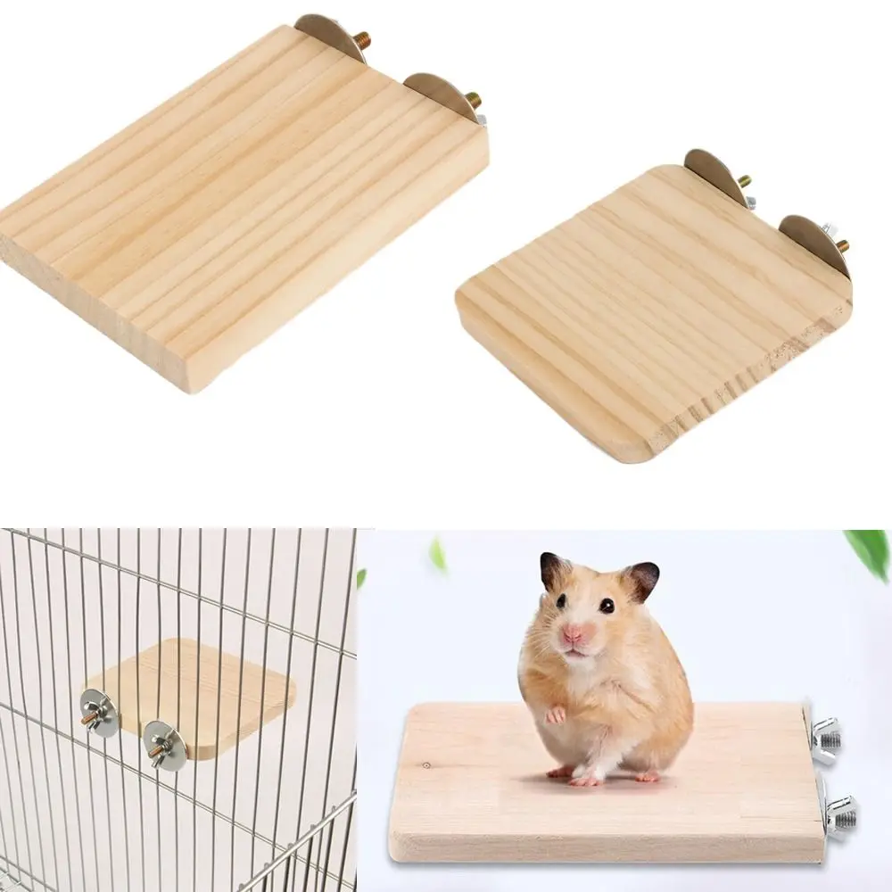 Wood Square Stand Platform Cage Board Hamster Chinchilla Pet Springboard Hamster Branch Perches for Bird Cage Toys