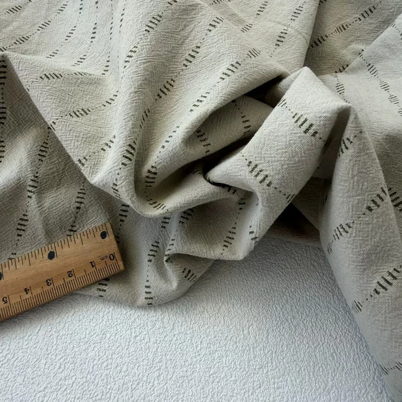 

1meter Chinese Style Washed Cotton Printed Fabric Ivory Beige Breathable Spring Summer Hanfu Shirt Dress Pants DIY Sewing