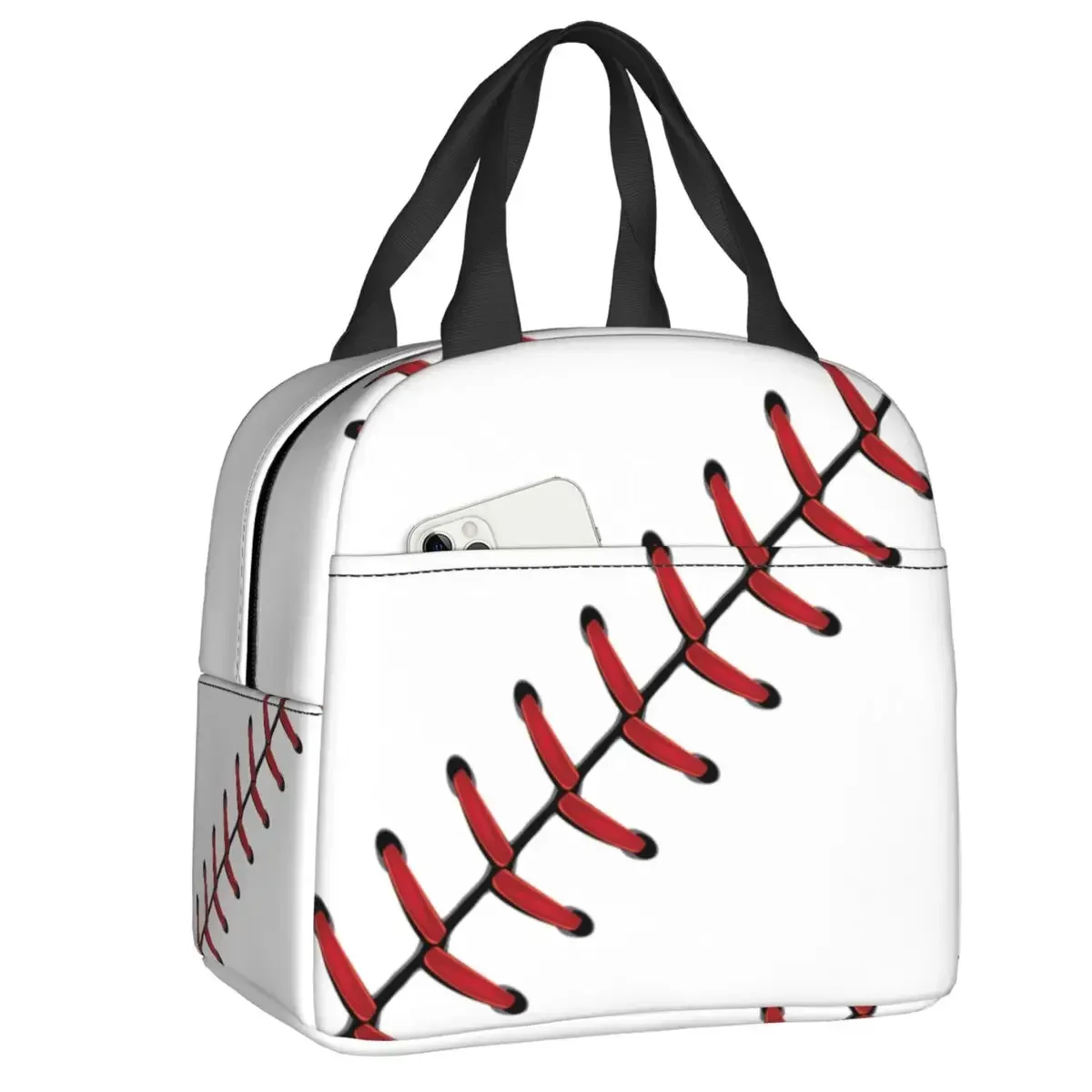 Custom Baseball Lace Lunch Bag Cooler Thermal Insulated Lunch Boxes for Women Children Work School Food Picnic Tote Container