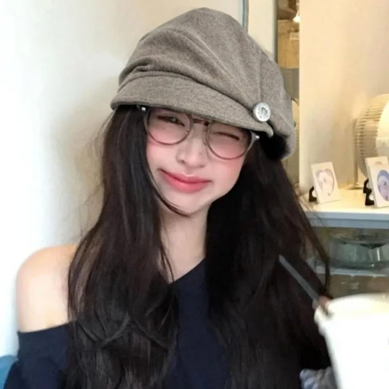 Korean Retro Pleated Design Cloudy Beret Japanese Girl Big Head Around Painter Hat Fashion Trend Ins Style Accessories