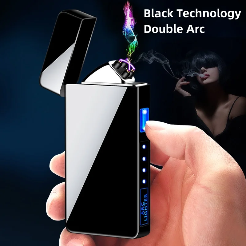 New Pulse Dual Arc Plasma USB Charging Portable Windproof Metal Cigar Lighter Outdoor Camping Personalized Creative Men\'s Gifts