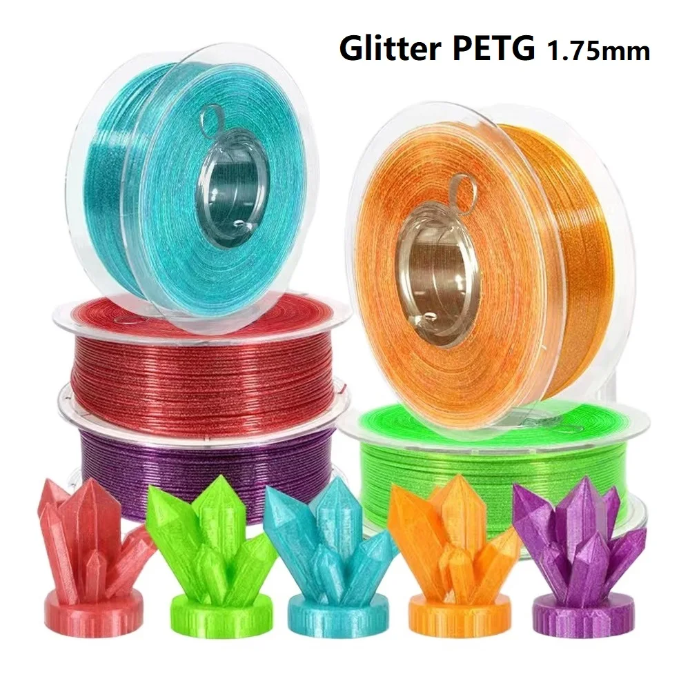 Glitter PETG Filament 1.75mm 1kg 500g 250g Sparkle Filament PETG Black Blue Shining FDM 3D Printer Materials PETG Filament Gold